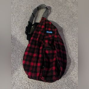 Kavu red/black plaid sling bag